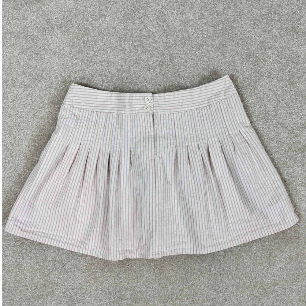 United Colors of Benetton Pink Pinstripe Pleated Mini Skirt Cotton Made in Italy